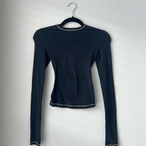 SKIMS cotton long sleeve jersey tee, size XXS, in color Black